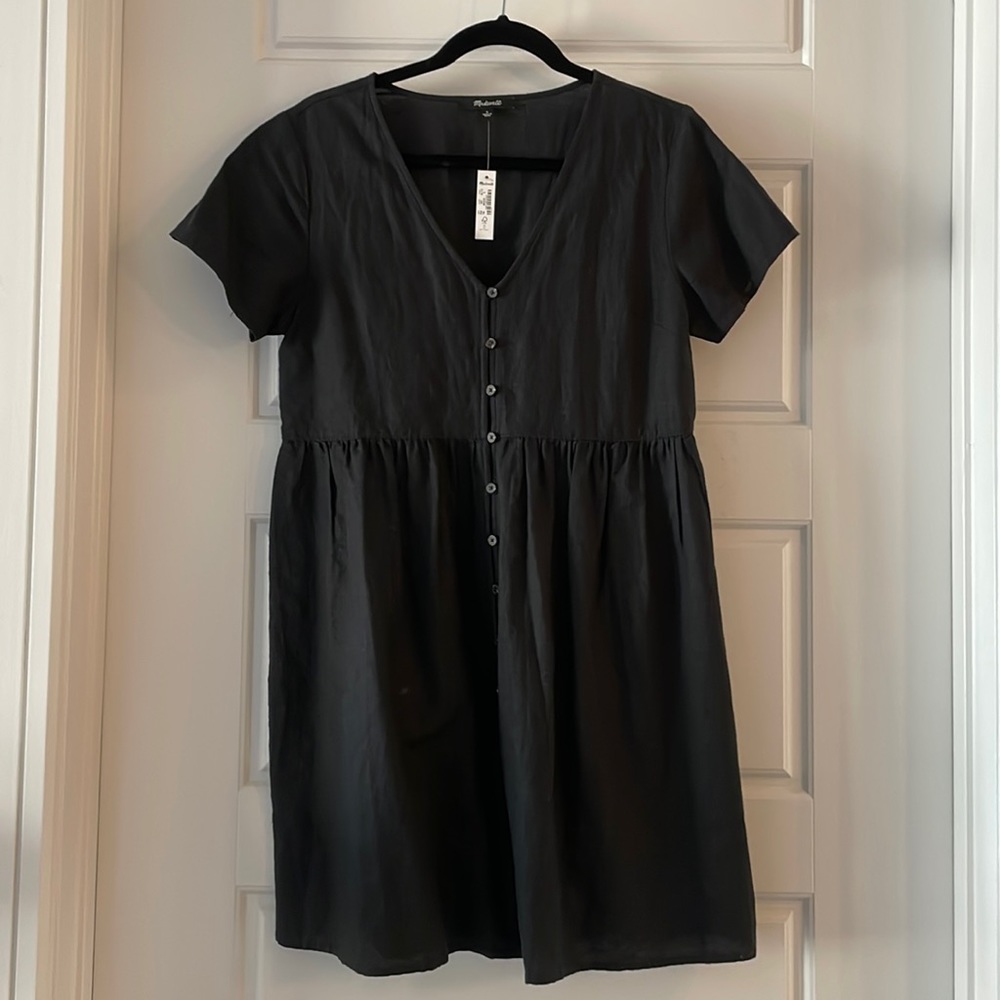 Madewell Linen-Blend Alexandra Button-Front Mini Dress